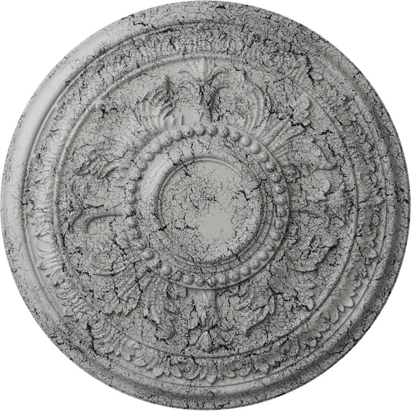 Ekena Millwork Tellson Ceiling Medallion (Canopies up to 6 3/4"), 30 5/8"OD x 2 1/2"P, Ultra Pure White Crackle CM30TEUWC - main